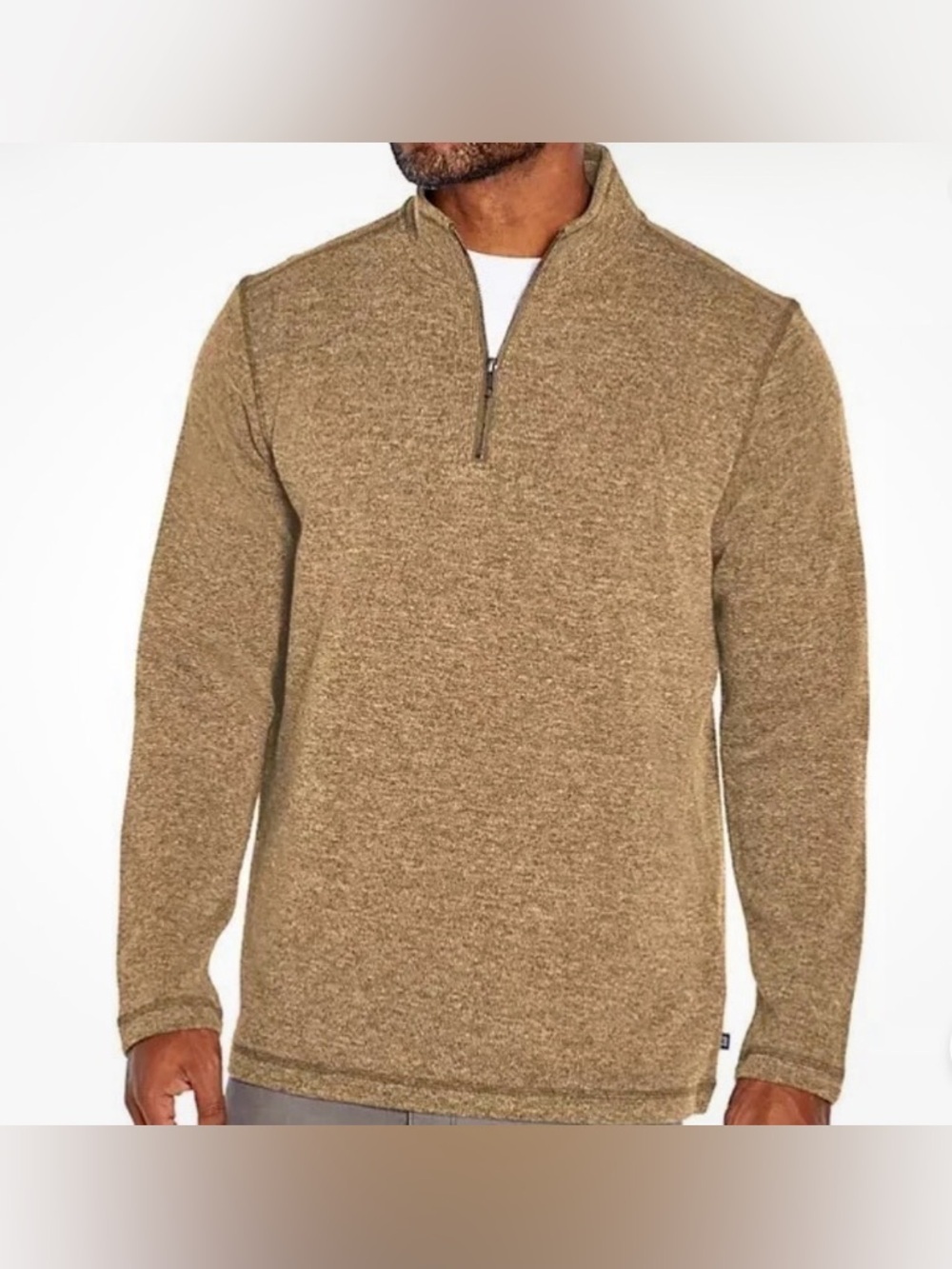 GAP Men's Zip-Neck Sweater in Heathered Brown